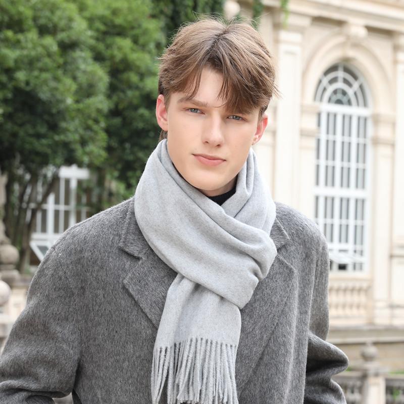 Classic Simple Solid Wool Blend Scarf Women Men Fall Winter High Quality Woolen Shawl Thick Warm Tassel Muffler Female Male Wrap