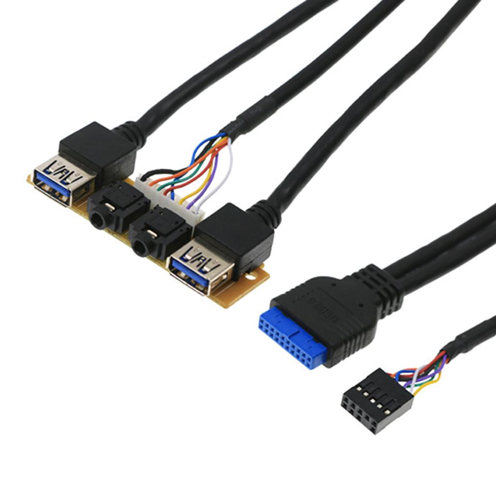 Front Panel USB3.0+ USB3.0+High Definition Audio Jack Port I/O Board + Internal Wire Audio Video Cable for Computer for