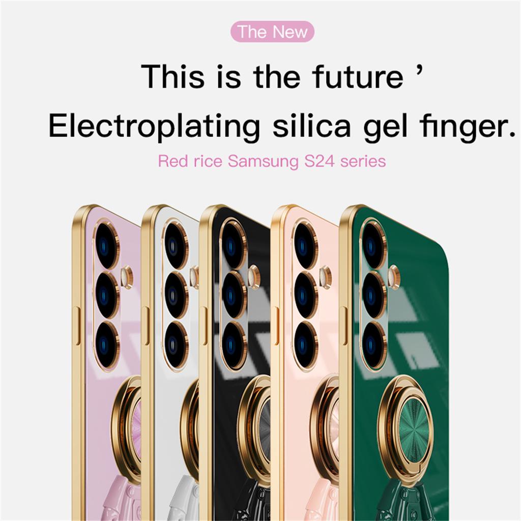 Samsung Lüks Kare Kaplama Kılıf Samsung Galaxy S23 S24 S22 S20 Ultra S23Plus S22 Halka Tutucu Darbeye Dayanıklı Kılıf