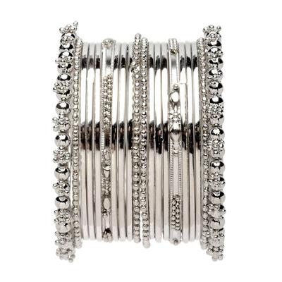 Oxidised Silver-Plated Textured Bangle Jewellery Set for Girls & Women