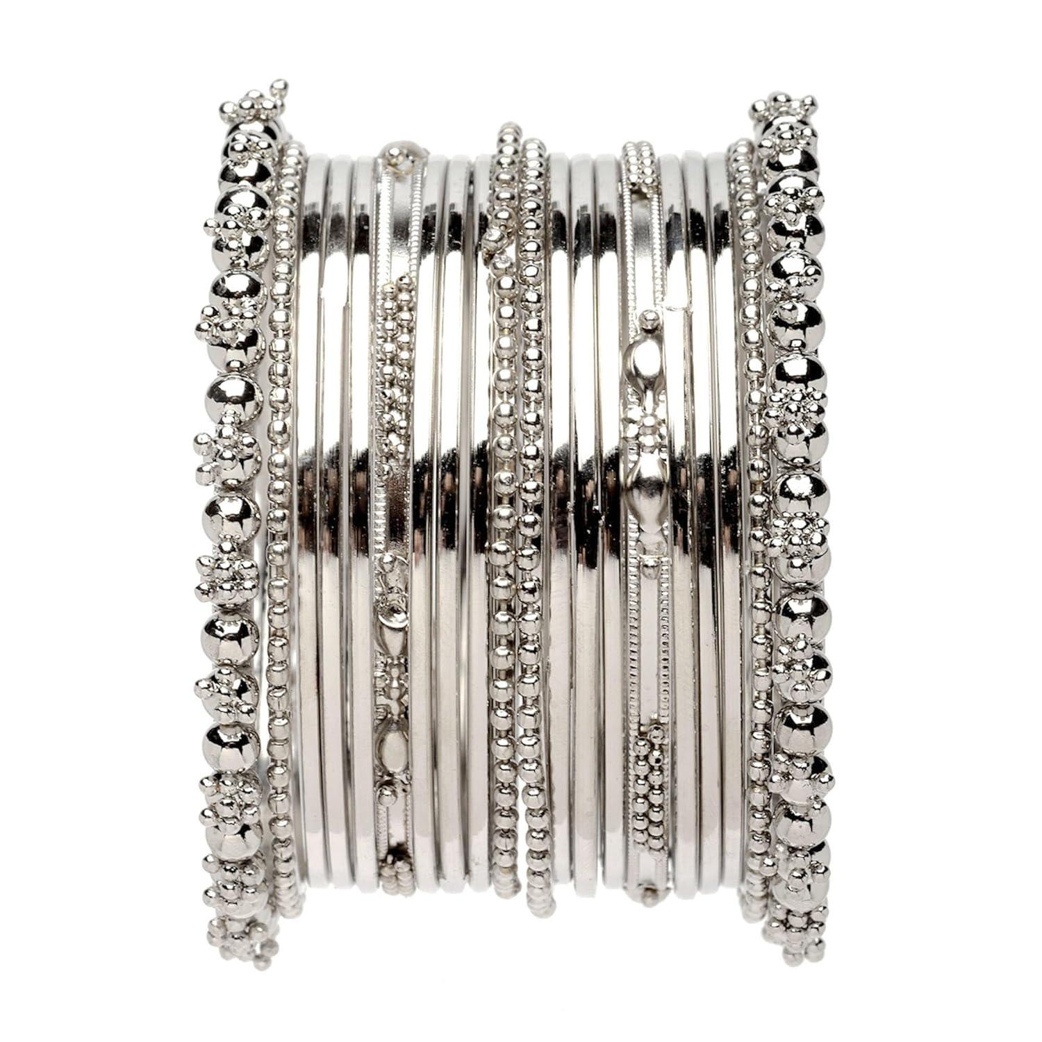 

Набор текстурированных браслетов из оксидированного серебра для девочек и женщин 2.8