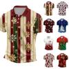 Men's Casual Short Sleeve Shirt with Christmas Print and Loose Fit for Holiday