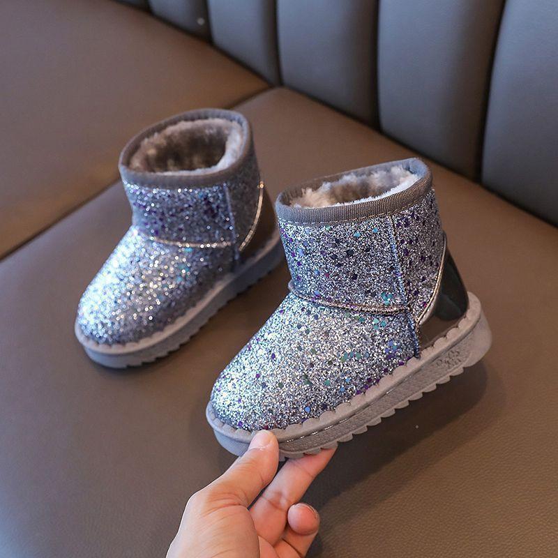 Boys and girls large cotton boots Girls non-slip children's fashion snow boots Winter new cotton boots keep warm
