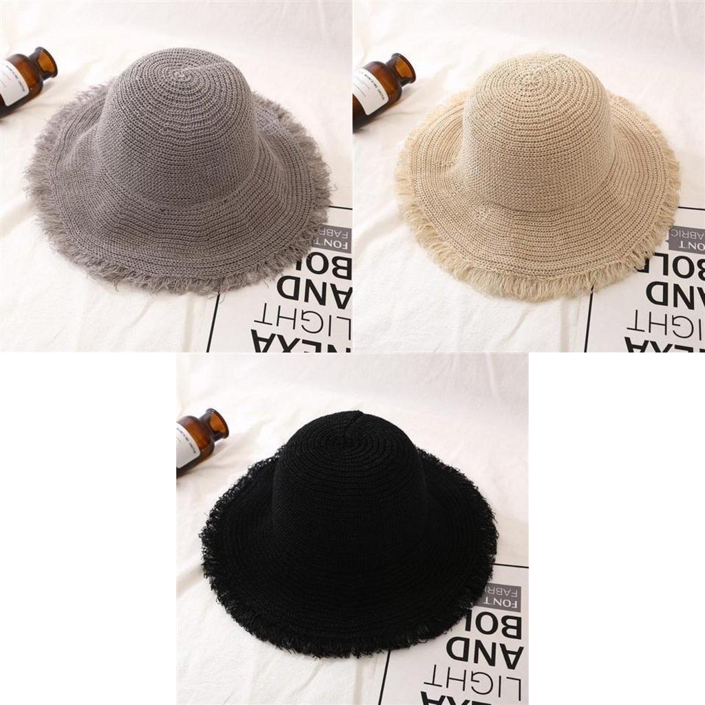 Ladies Korean Style Wide Brim Straw Hat For Summer Beach Sun Protection