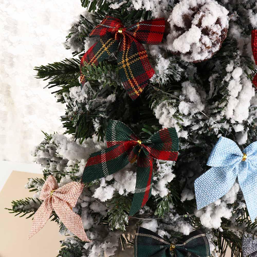 10Pcs/set Various Style Christmas Plaid Bow Plaid Bow Christmas Garland Accessories  Christmas