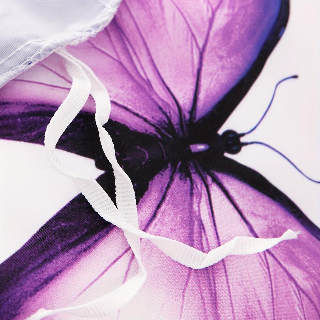 Purple Buterfly Floral Soft with Soft Fabric Duvet Cover Set featuring 2 Pilowcases - Printed Soft Duvet Cover for Home And Dormitory