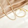 Modern Pearl Tennis Bracelet for Women 18K Gold Plated Stainless Steel Geometric Box Pearl Link Chain Wedding Jewelry