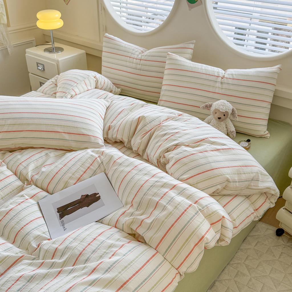 Sleepy Grid Cotton, Pure Cotton, Washed Cotton, Simple Striped Single Duvet Cover