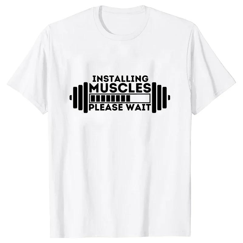 2023 Sommer T-Shirt für Herren Top Mode Harajuku Streetwear Herren Damen T-Shirts T-Shirts Muskeln aufbauen Bitte warten Y2K Tops