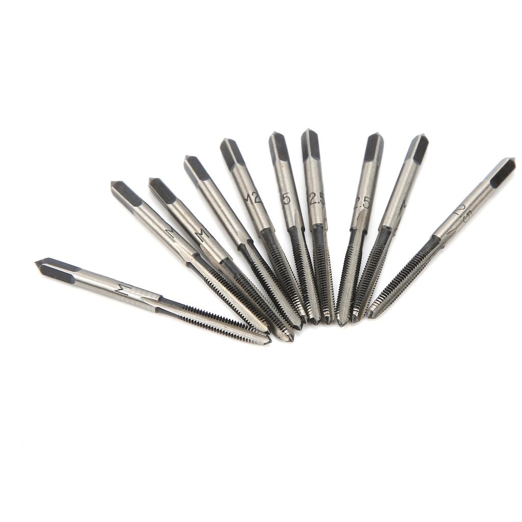 10Pcs Metric Taper Plug Tap Set Straight Shank Carbon Steel for Metal Processing M2.5
