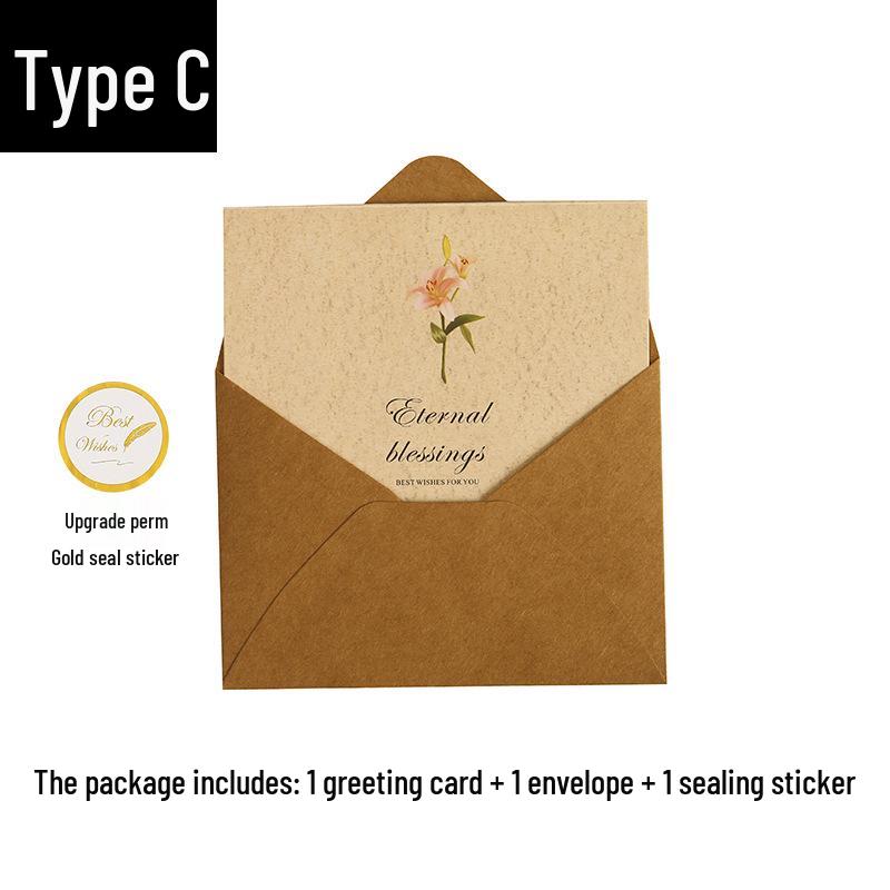 Retro Minimalist Floral and Leaf Greeting Card for Christmas, Birthday, Thanksgiving, or Thank You.