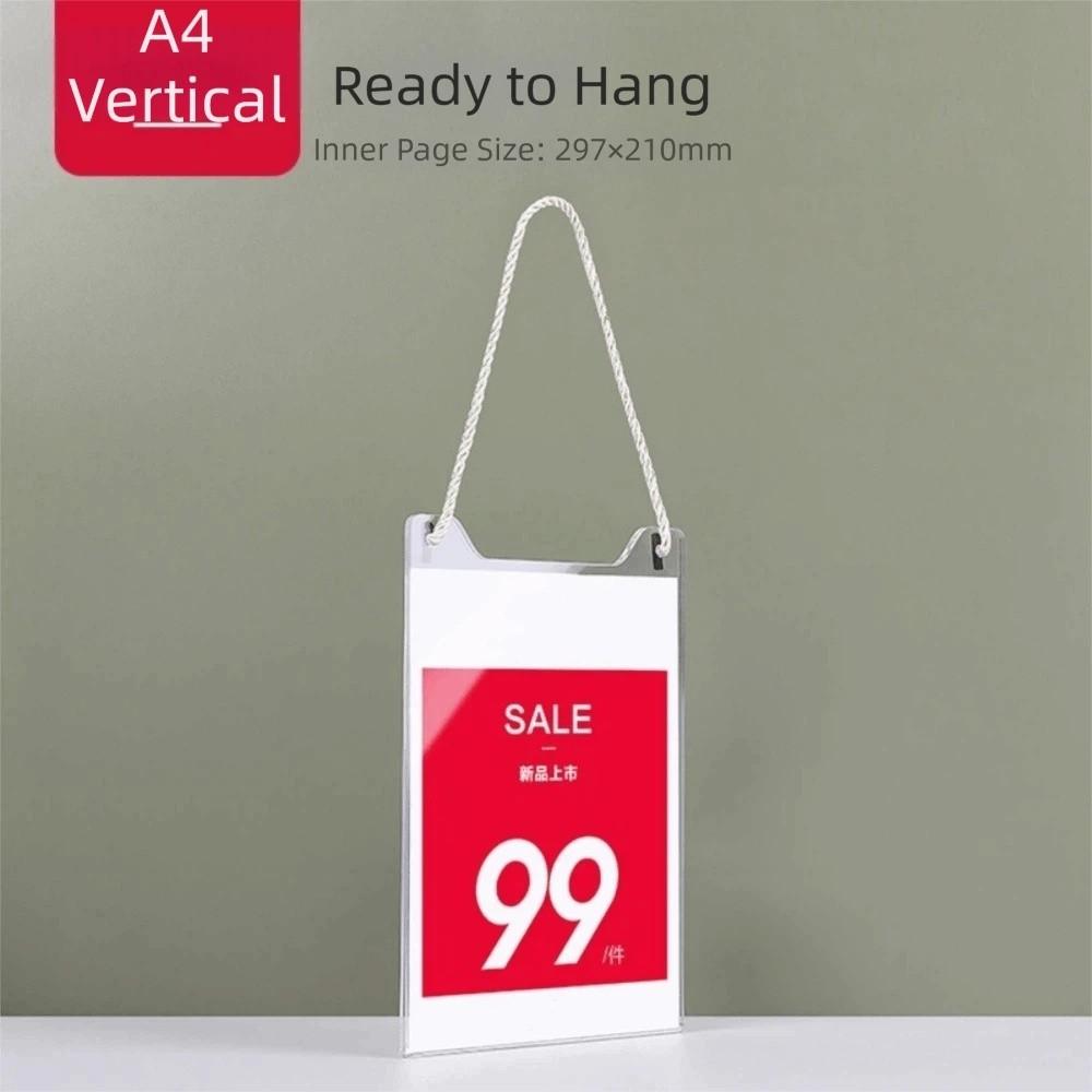 A5/A4/A3 POP Display Sign Holder Frame Acrylic Hanging Price Label Holder Advertising Window Billboard Poster
