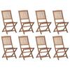 VidaXL Set of 8 Outdoor Folding Chairs, Patio Seats, Balcony Chairs, Garden Patio Furniture, Wood 3075112