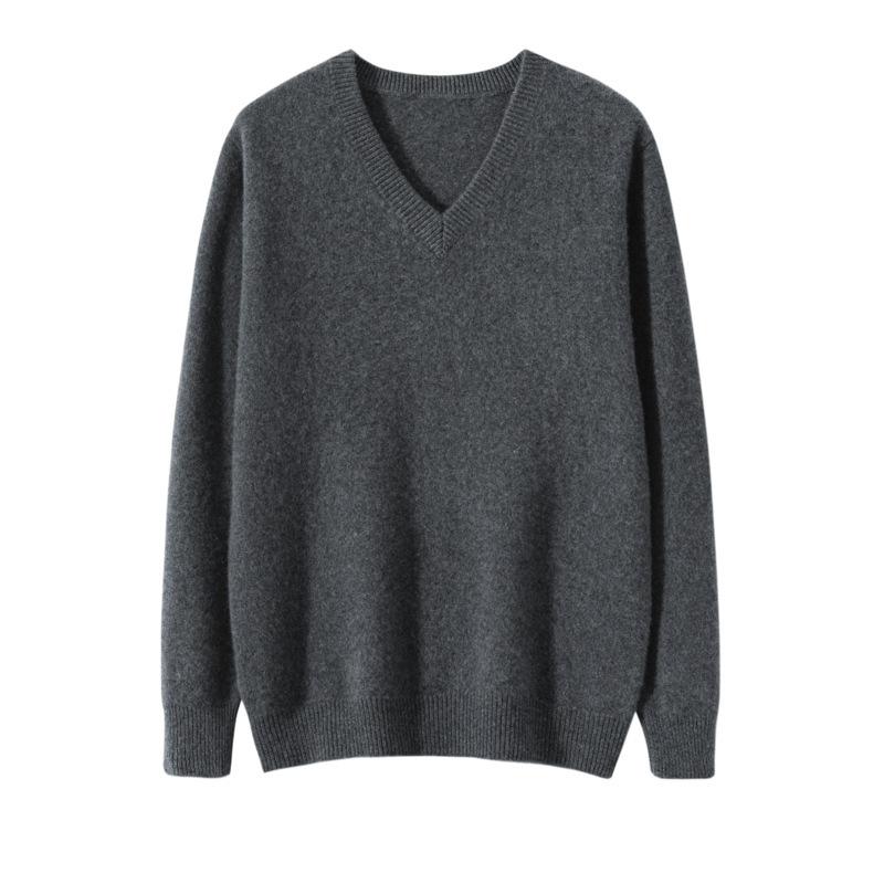 New seven-pin thickened V-neck cashmere sweater men's loose sweater long-sleeved loose top