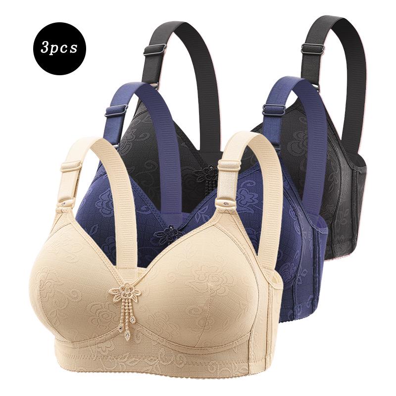 3-Piece Comfortable Lace Sports Bra Set for Women - Plus Size Cross-Back Design