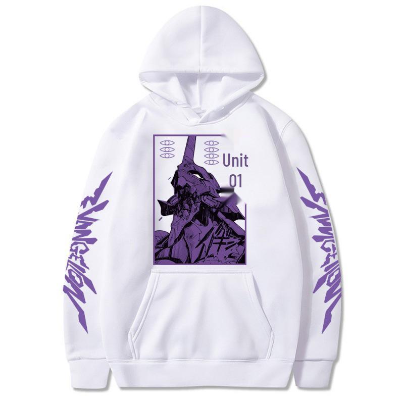 

Чоловіча толстовка з капюшоном, утеплена оксамитом, модний аніме-стиль, 2025 - Повсякденна спортивна толстовка L білий