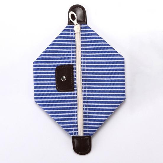 Striped Cosmetic Bag Portable Zippered Small Makeup Bag Foldable Stylish Toiletry Bag for Makeup Brushes Skincare Products