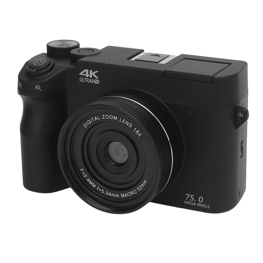 4K Digital Camera 75MP UHD 3 Inch LCD Screen 18X Digital Zoom WiFi Digital Video Camera with Flash for Photography