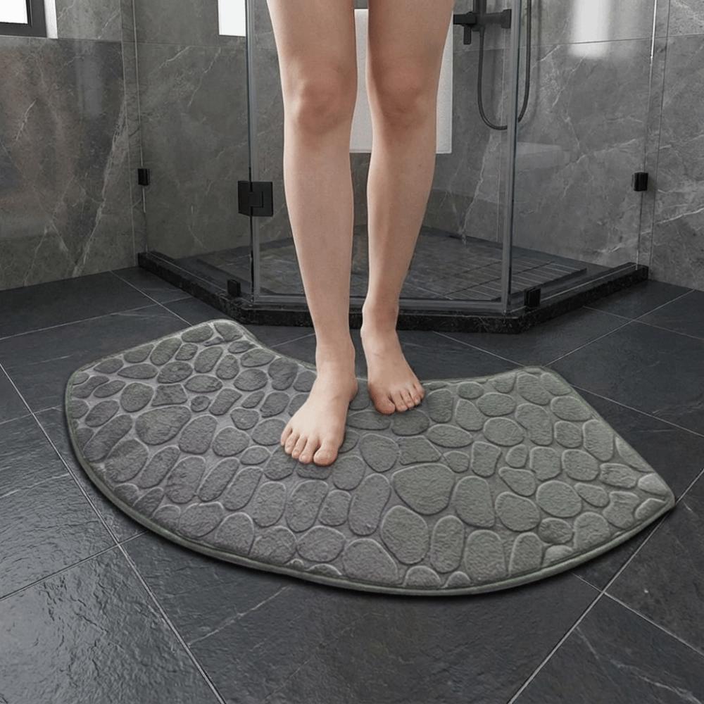 Thickened Cobblestone Bathroom Floor Mat Dirt-resistant Absorbent Floor Mat  for Toilet