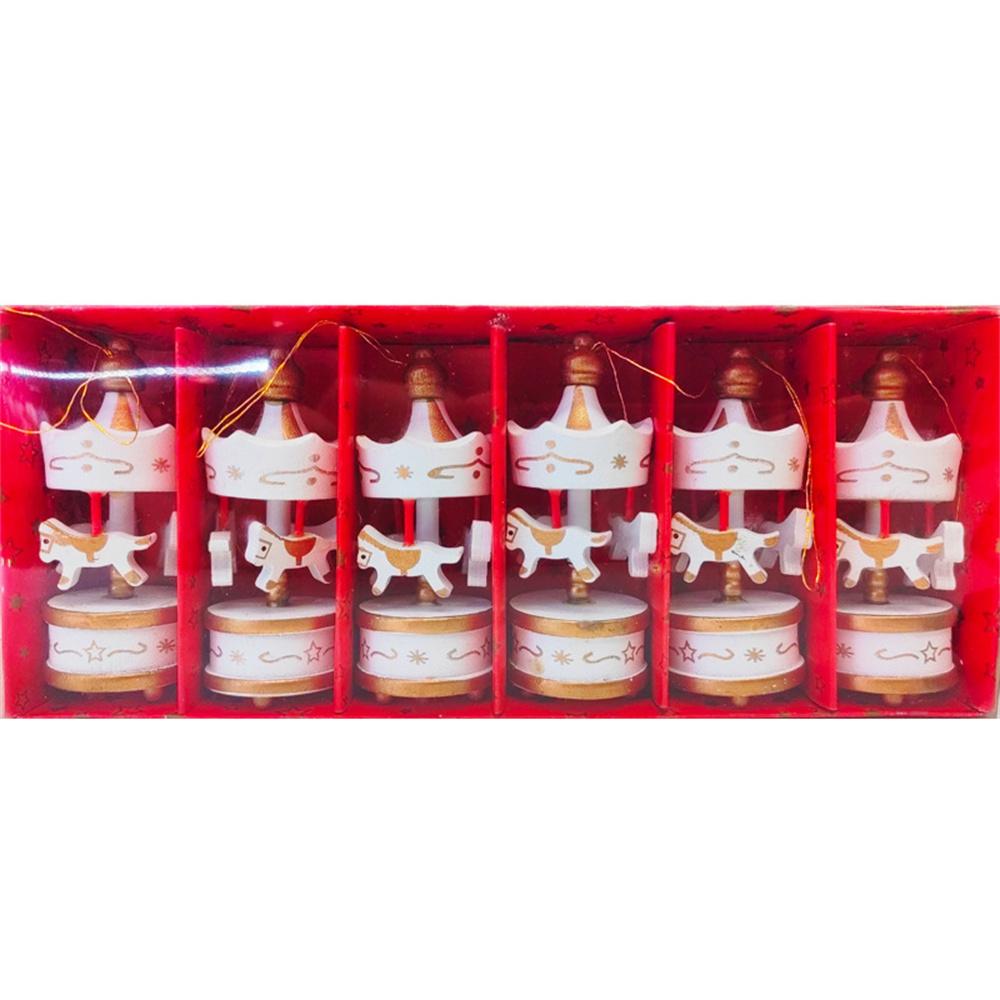 Wooden Hanging Ornaments Handmade Easy To Assemble Crafts Set Off The Atmosphere Christmas Decoration Mini Wooden Carousel