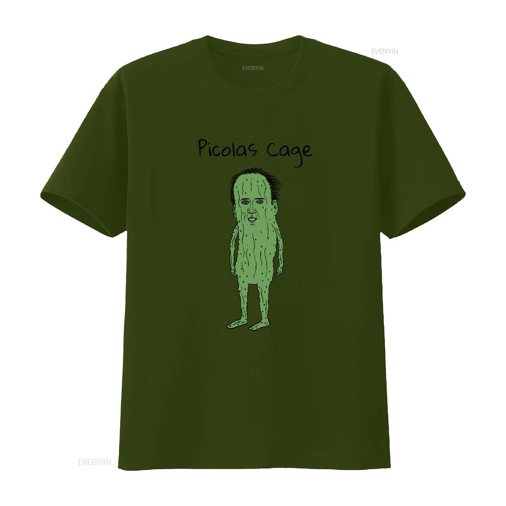 Picolas Cage T Shirt Awkward Celebrity Humor Nicolas Pickle Lover Silly for  vintage Washed Top For Everyday Wear Stretched