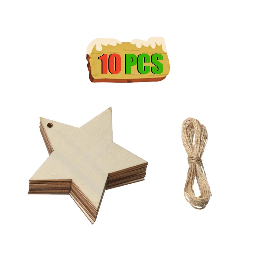 10-50Pcs Wooden Christmas Ornaments Unfinished Wood Slices with Holes Wooden Blanks Pendants for Kid DIY Craft Christmas Tree De