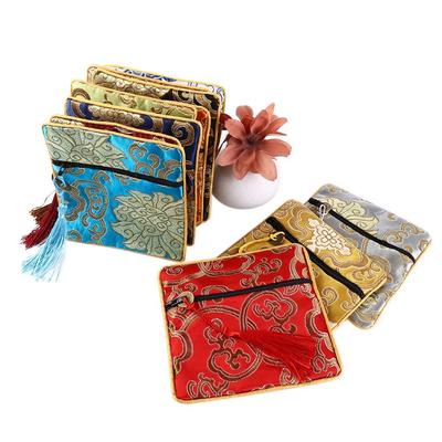 Bag Embroidery Flower Pattern Blessing Bag Brocade Pouch Jewelry Storage Bag Silk Jewelry Organizer Chinese Style Coin Purse