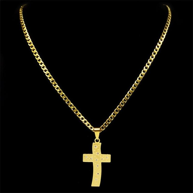 Adjustable Chain Crosses Pendant Necklace Accessory for Men and Women Stainless Steel Versatile Fashion Accessory