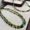 Dopamine Natural Stone Color Green Glazed Beaded Necklace Women'S High-End Accessories Collarbone Chain Neck Chain