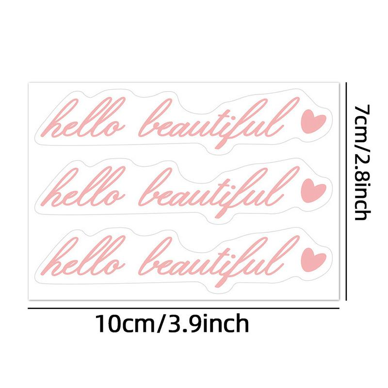3Pc/Sheet Transparent Passenger Princess Hello Beautiful Hello Gorgeous Rearview Mirror Decal Car Ornament Car Mirror Sticker