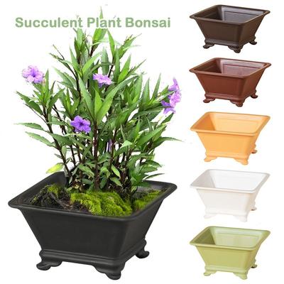 Creative Imitation Purple Clay Flowerpots Colorful DIY Four Sided Basin Durable Thick Bonsai Tray Pots Home