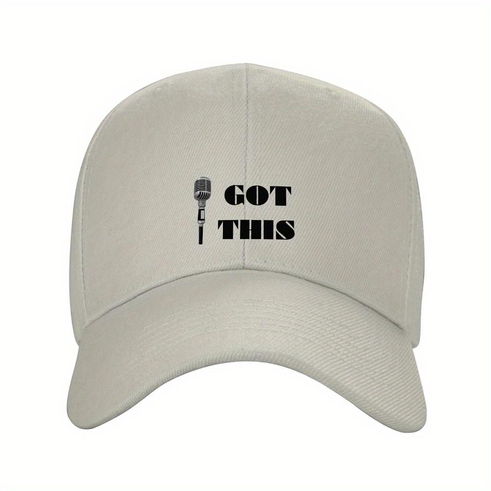 Got This Mic Graphic Baseball Cap Adjustable Unisex Polyester Solid Black Outdoor Sporty Hat
