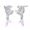 Luxury 925 Silver Pink Bowknot Stud Earrings Diamond Flower Heart Hoop Earrings for Women Sweet Fine Jewelry Gift