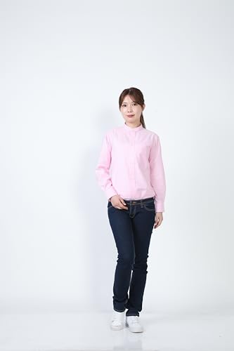 Seven Uniform GH7021-2 Long Sleeve Stand Collar Oxford Shirt, Pink, Size 5L
