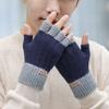 Autumn and winter thickened half-finger gloves, men's cold protection and warmth, students' knitted wool, finger-exposed cycling, velvet writing