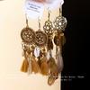 Bohemian Vintage Round Flower Conch Ear Hook Ethnic Style Tassel Earrings Personality Fashion Earrings Women