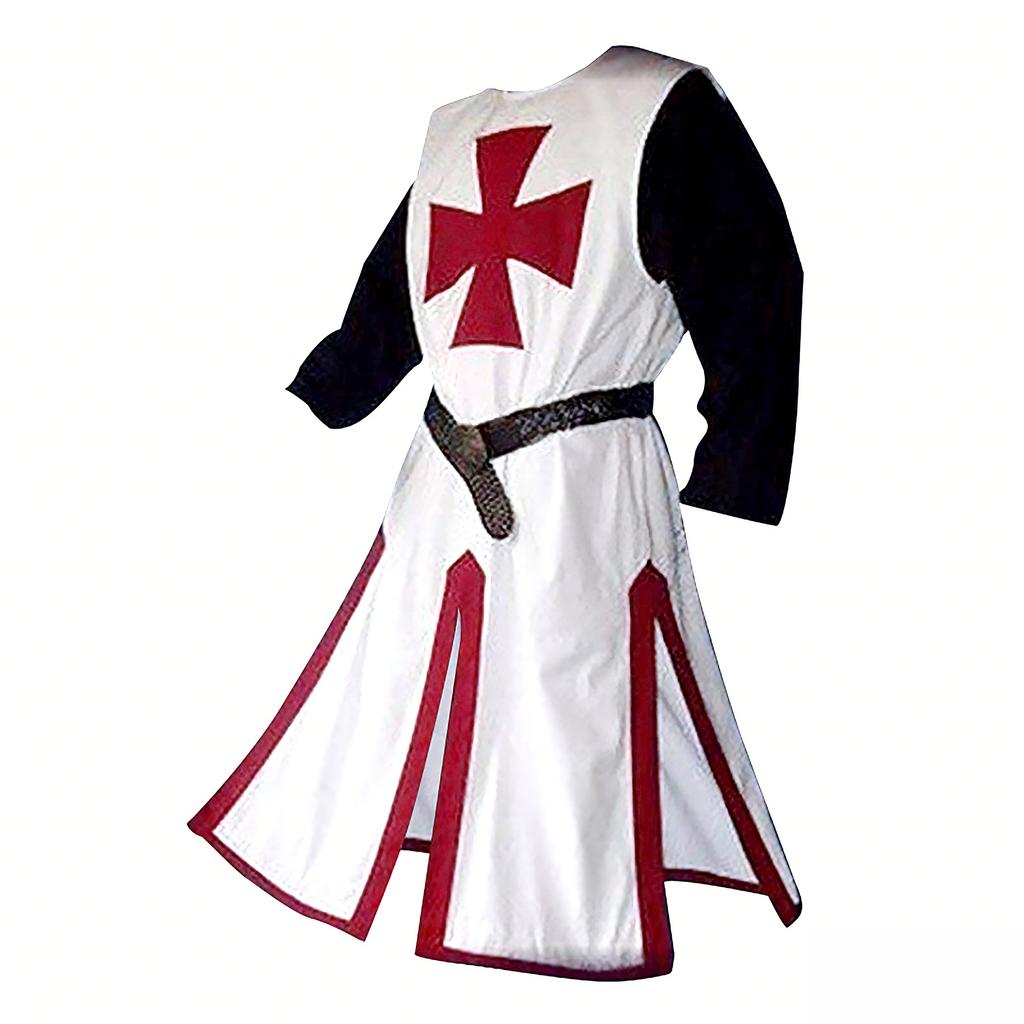 Medieval Fancy Long Knight Cloak Set-Templar TV Movie Cosplay Outfit Halloween Party Costume (Polyester)