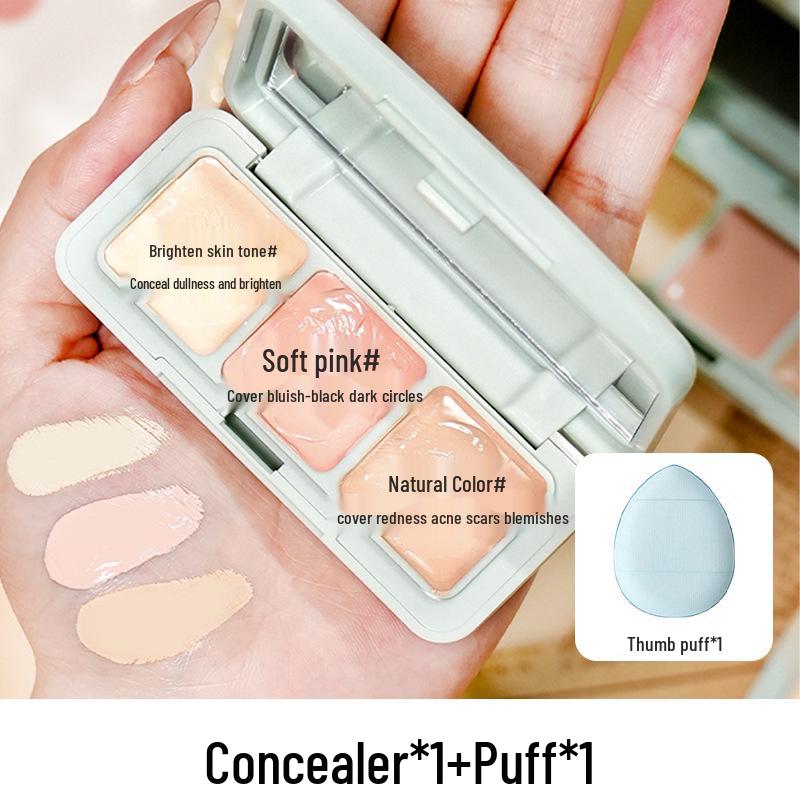 Tri-Tone Concealer Palette for Dark Circles, Spots, and Contouring