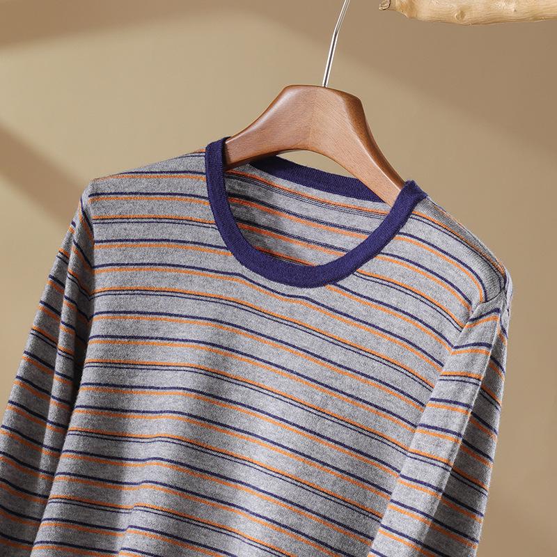 Women's Striped Knit Pullover: Round Neck, Long Sleeve Sweater for Autumn 2026