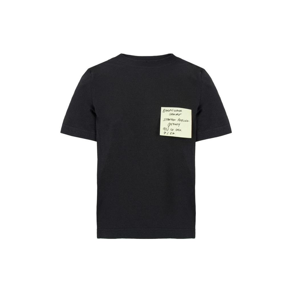 Balenciaga SS23 Label Crew Neck Straight Fit Casual Short Sleeved T Shirt Women's Black 745019TOVD51055