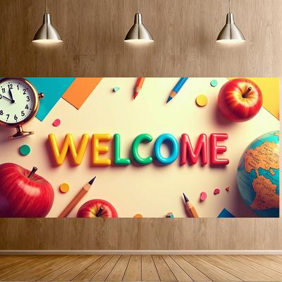 Banner de Boas-Vindas Personalizável   Placa de Evento   Decoração Escolar   para  Recepção Dia dos Professores Campus