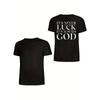 Europäische Größen Herren T-Shirt Streetwear Tee mit Rückendruck, Rundhals Kurzarm Freizeitshirt, Schwarz mit Weißem Statement-Design