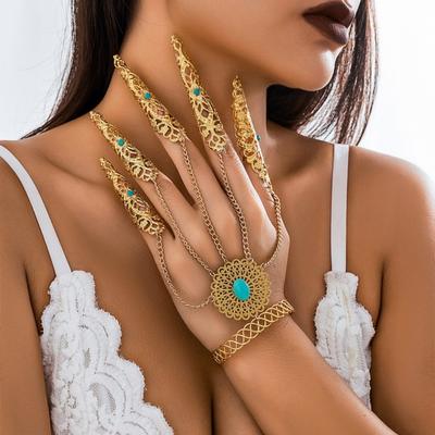 Gothic Ghost Finger Armband Punk Nagelkette Ring Armband Verstellbare Fingerklaue Gothic Ghost Fäustlinge Armband