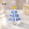 Tabletop Holiday Decor Handmade Glass Christmas Tree Lighted Figurine, Mini Luminous Xmas Small Art Gift Night Light, Decoration Crystal Figurine