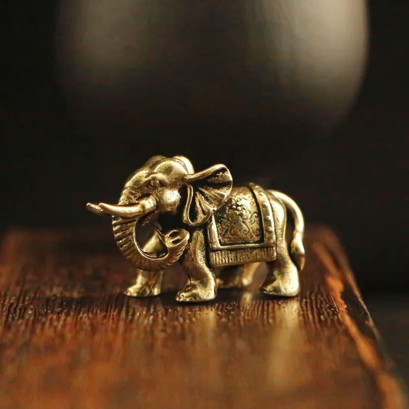 Alloy Mammoth Statue Retro Textured Antique Finish Decorative Craft for Office Table Home Living Room Bookshelf Decor