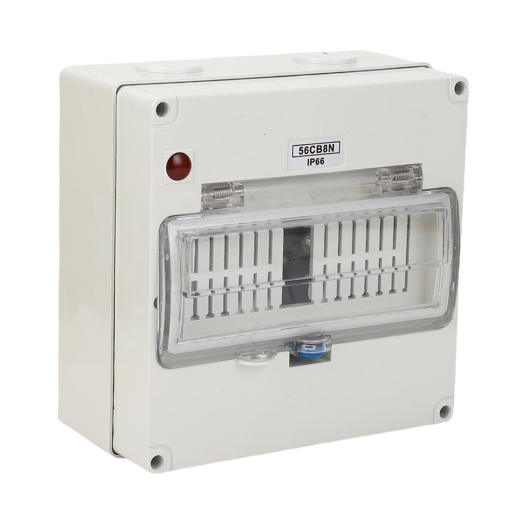 8 Way Outdoor Circuit Breaker Box, ABS PC Alloy Plastic Transparent Cover Distribution Box, IP66, DIN Rail Enclosure
