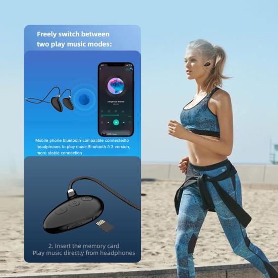 1 Set Wireless Earphone Noise Reduction HIFI Sound Comfortable To Wear Card Insertable Stable Transmission Call Neck Hanging Sport