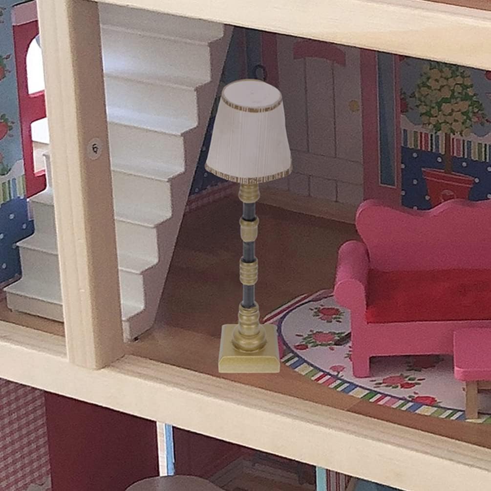 Mini Puppenhaus Stehlampe 1:12 LED Miniatur Beleuchtung Tisch Lampe Modell Desktop Ornament für Puppenhaus Dekor Möbel Zubehör Pack von 2