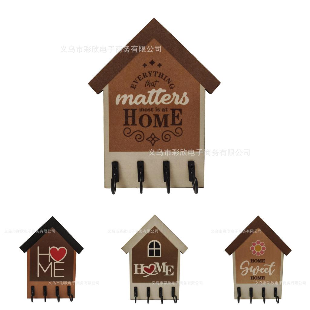 Rustic House Shape Wall Hanger With Home Sign For Wall Decor Gift