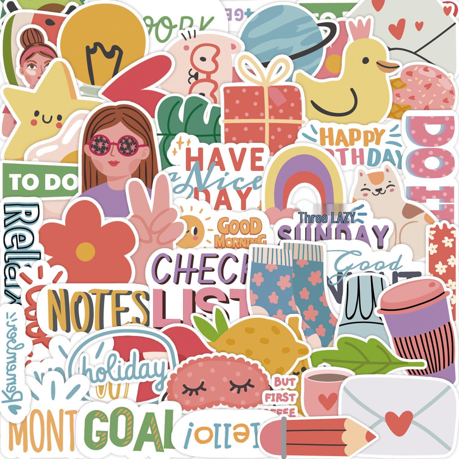 

50 Cartoon Graffiti Stickers: Cute & Waterproof for Notebooks, Phones, Water Bottles, and Journals